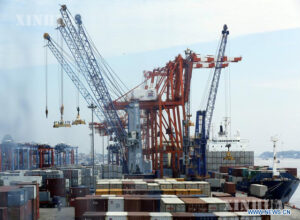 This photo shows a view of the container terminal of Yangon Port.  Photo Xinhua